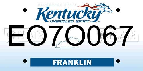 EO7O067 Kentucky License Plate