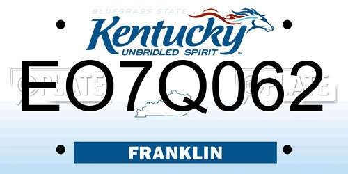 EO7Q062 Kentucky License Plate