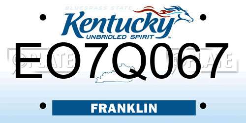 EO7Q067 Kentucky License Plate