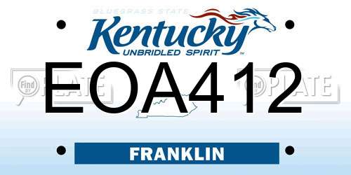 EOA412 Kentucky License Plate