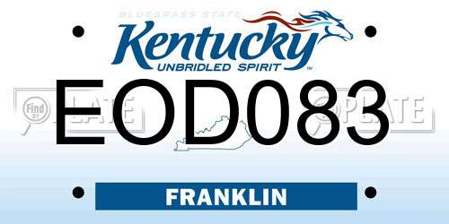 EOD083 Kentucky License Plate