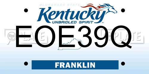 EOE39Q Kentucky License Plate