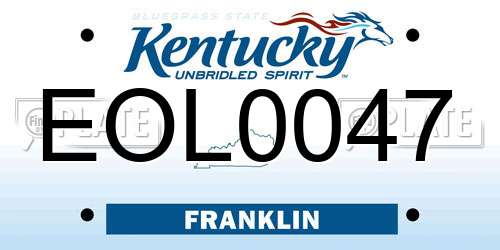 EOL0047 Kentucky License Plate