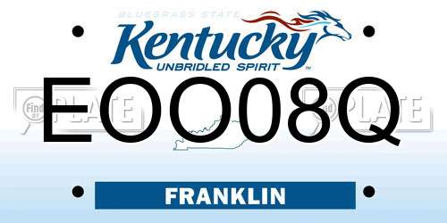 EOO08Q Kentucky License Plate