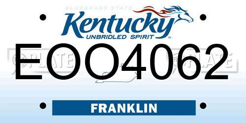 EOO4062 Kentucky License Plate