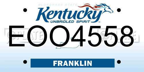 EOO4558 Kentucky License Plate