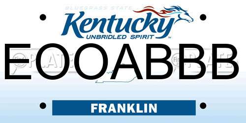 EOOABBB Kentucky License Plate