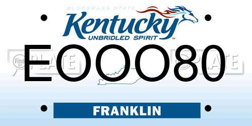 EOOO80 Kentucky License Plate