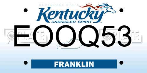 EOOQ53 Kentucky License Plate