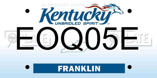 EOQ05E Kentucky License Plate