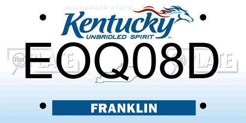 EOQ08D Kentucky License Plate