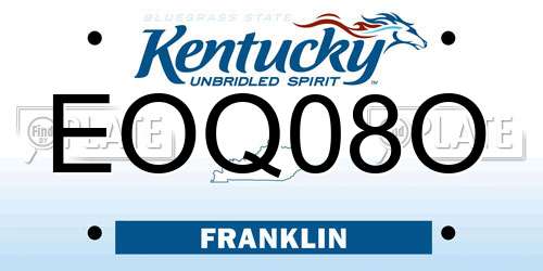 EOQ08O Kentucky License Plate