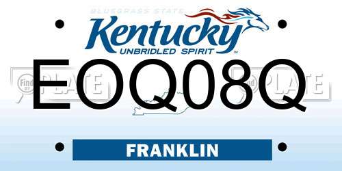 EOQ08Q Kentucky License Plate