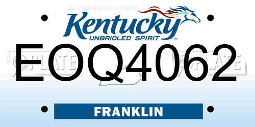 EOQ4062 Kentucky License Plate