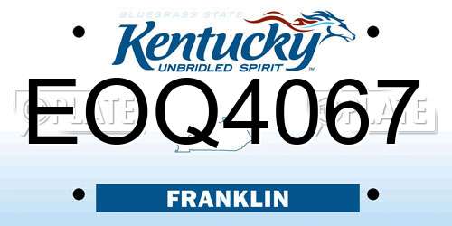 EOQ4067 Kentucky License Plate
