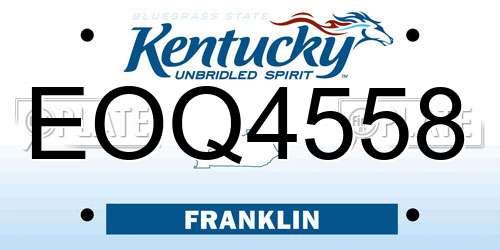 EOQ4558 Kentucky License Plate
