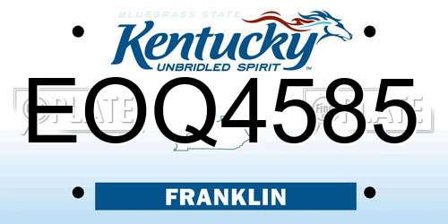 EOQ4585 Kentucky License Plate