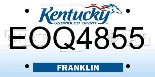 EOQ4855 Kentucky License Plate