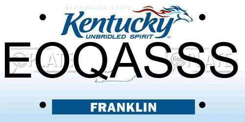 EOQASSS Kentucky License Plate