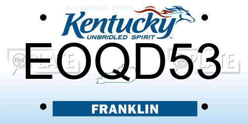 EOQD53 Kentucky License Plate