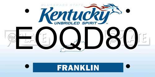 EOQD80 Kentucky License Plate