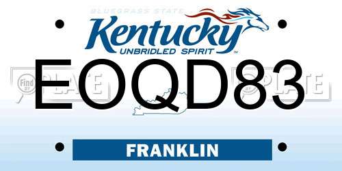 EOQD83 Kentucky License Plate