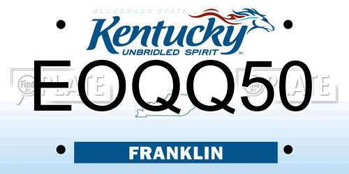 EOQQ50 Kentucky License Plate