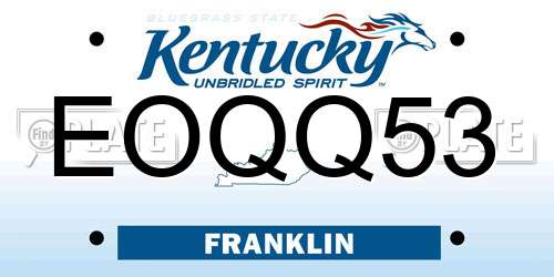 EOQQ53 Kentucky License Plate