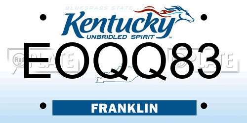 EOQQ83 Kentucky License Plate
