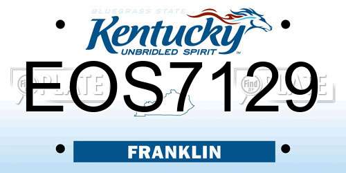 EOS7129 Kentucky License Plate