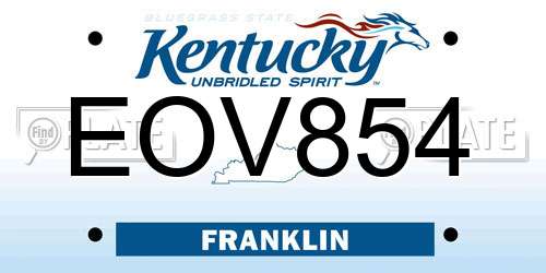 EOV854 Kentucky License Plate
