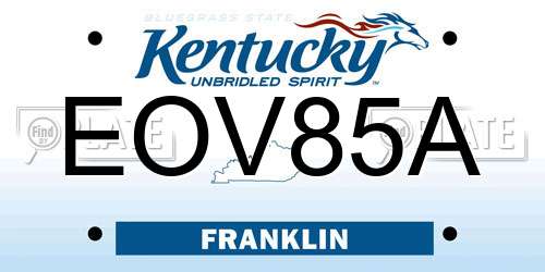 EOV85A Kentucky License Plate