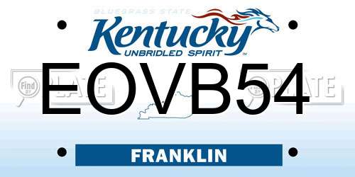 EOVB54 Kentucky License Plate
