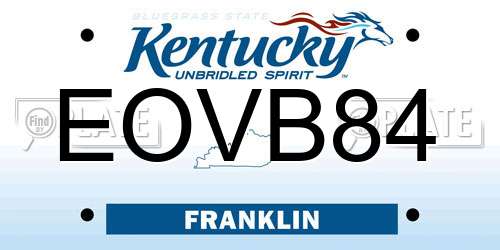 EOVB84 Kentucky License Plate