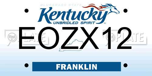 EOZX12 Kentucky License Plate