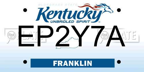EP2Y7A Kentucky License Plate
