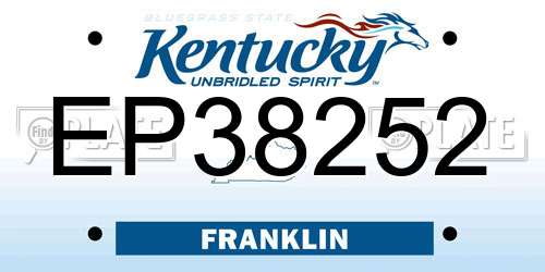 EP38252 Kentucky License Plate