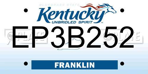 EP3B252 Kentucky License Plate