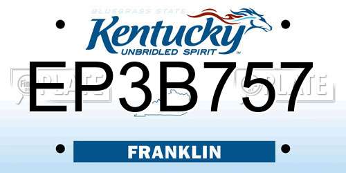 EP3B757 Kentucky License Plate