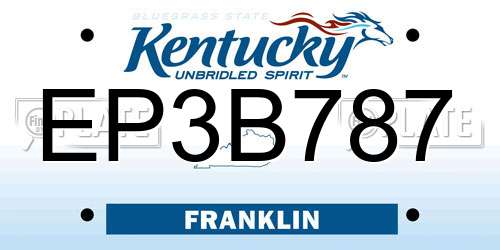 EP3B787 Kentucky License Plate