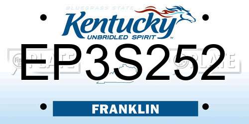 EP3S252 Kentucky License Plate
