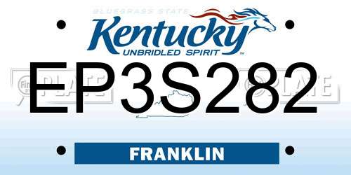 EP3S282 Kentucky License Plate