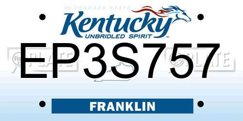 EP3S757 Kentucky License Plate