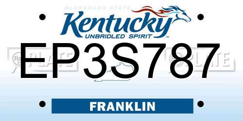 EP3S787 Kentucky License Plate