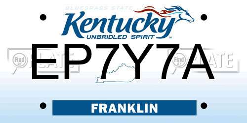 EP7Y7A Kentucky License Plate
