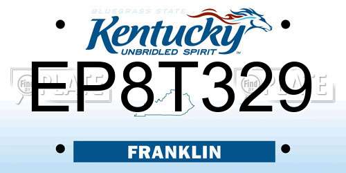 EP8T329 Kentucky License Plate