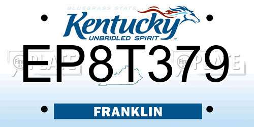 EP8T379 Kentucky License Plate