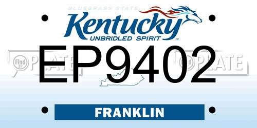 EP9402 Kentucky License Plate