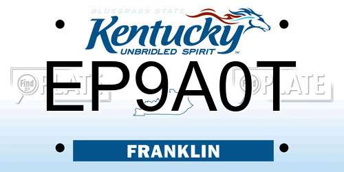 EP9A0T Kentucky License Plate