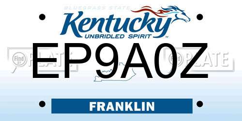 EP9A0Z Kentucky License Plate